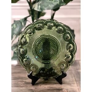 Bartlett Collins ST GENEVIEVE Green Glass Serving Platter Tray Plate 11” Vintage